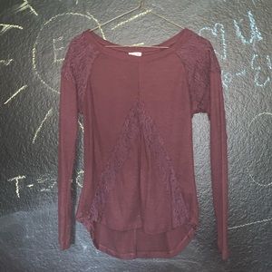 Maroon mesh top